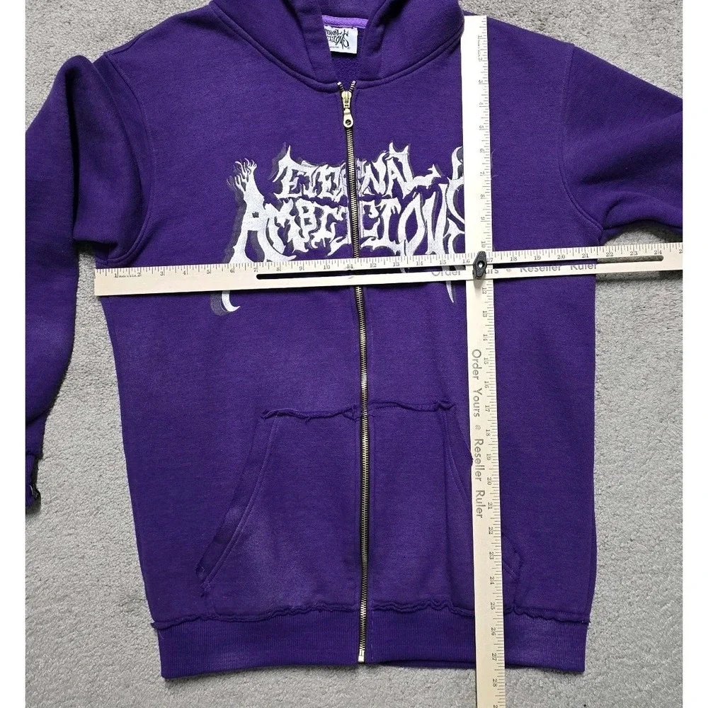 VTG Grunge Eternal Ambitions Jesus Hoodie Full Zip Purple Men L Affliction Style